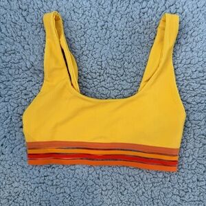 Beach riot Yellow Striped Crop Top/swim top/sports bra